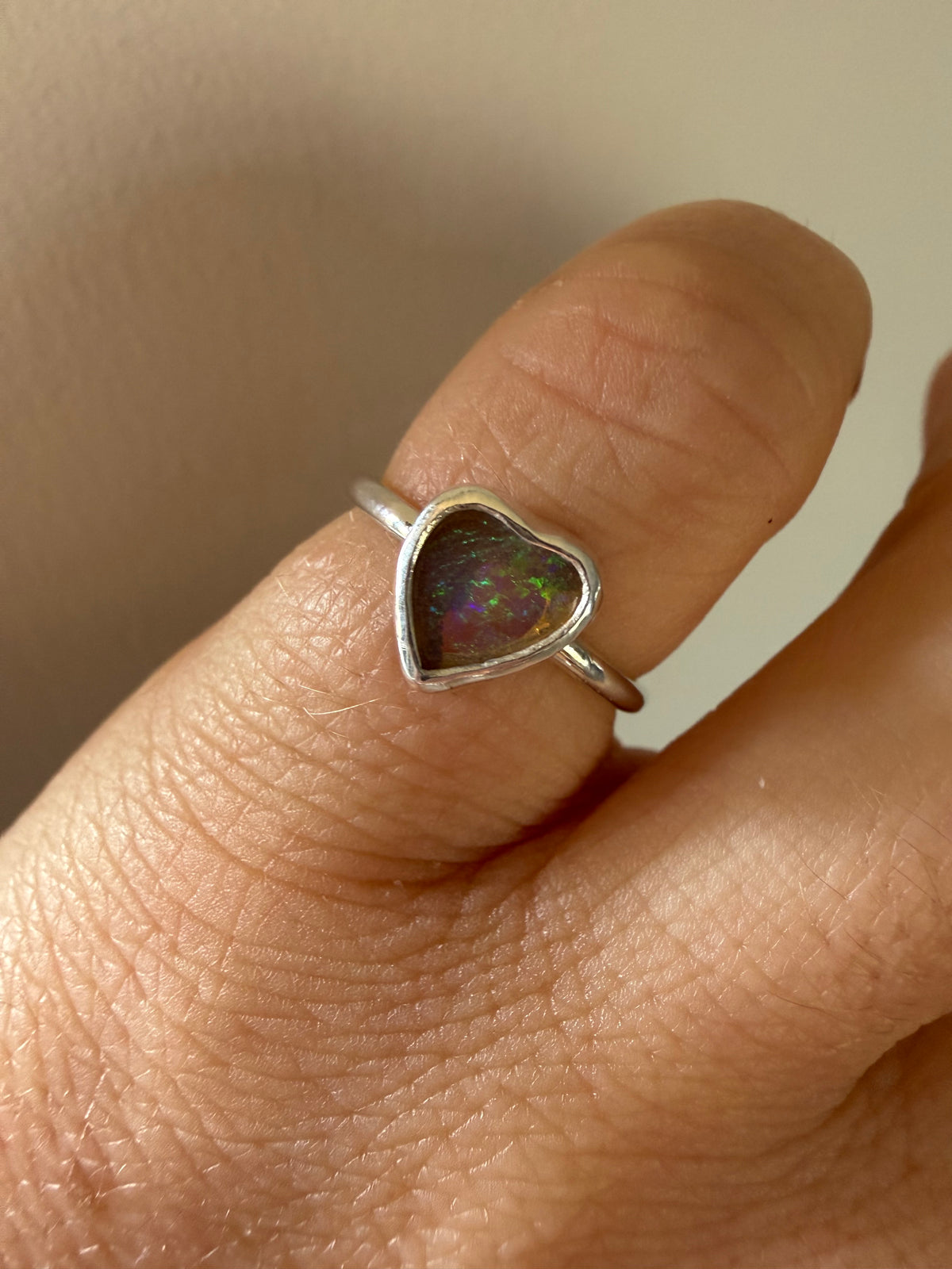 Heart opal pinky ring