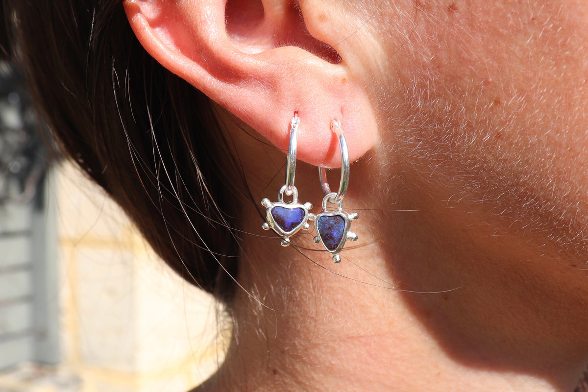 Opal heart earrings