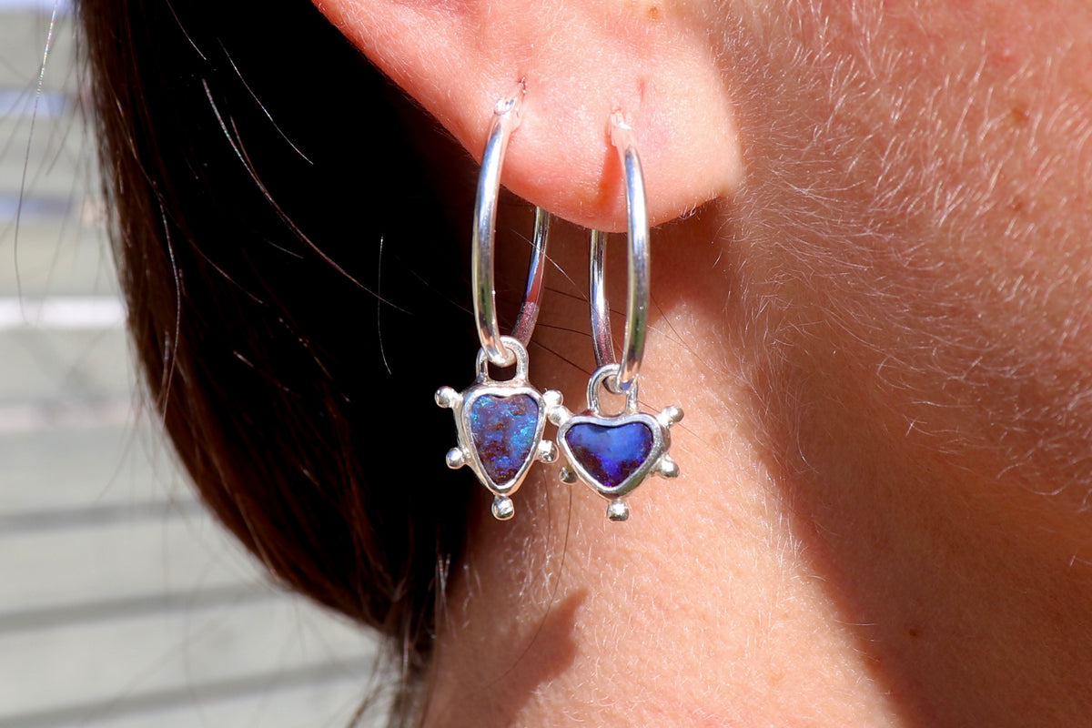 Opal heart earrings