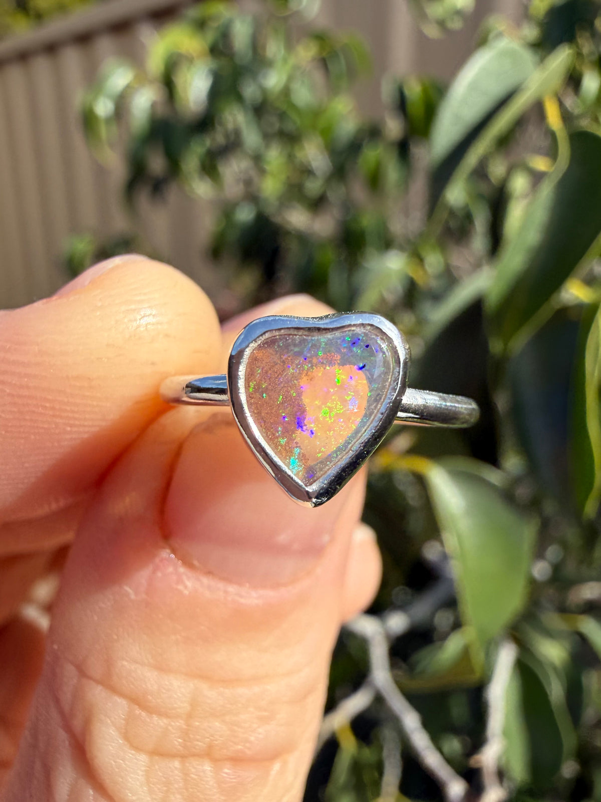 Heart opal pinky ring