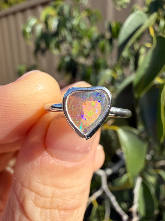 Heart opal pinky ring
