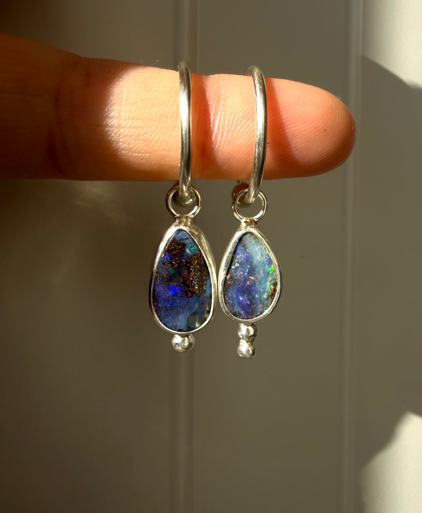 Opal hoop earrings