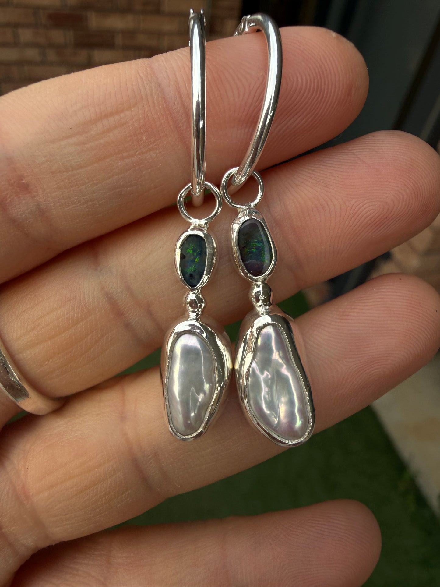 Opal & Pearl Dangle Earrings