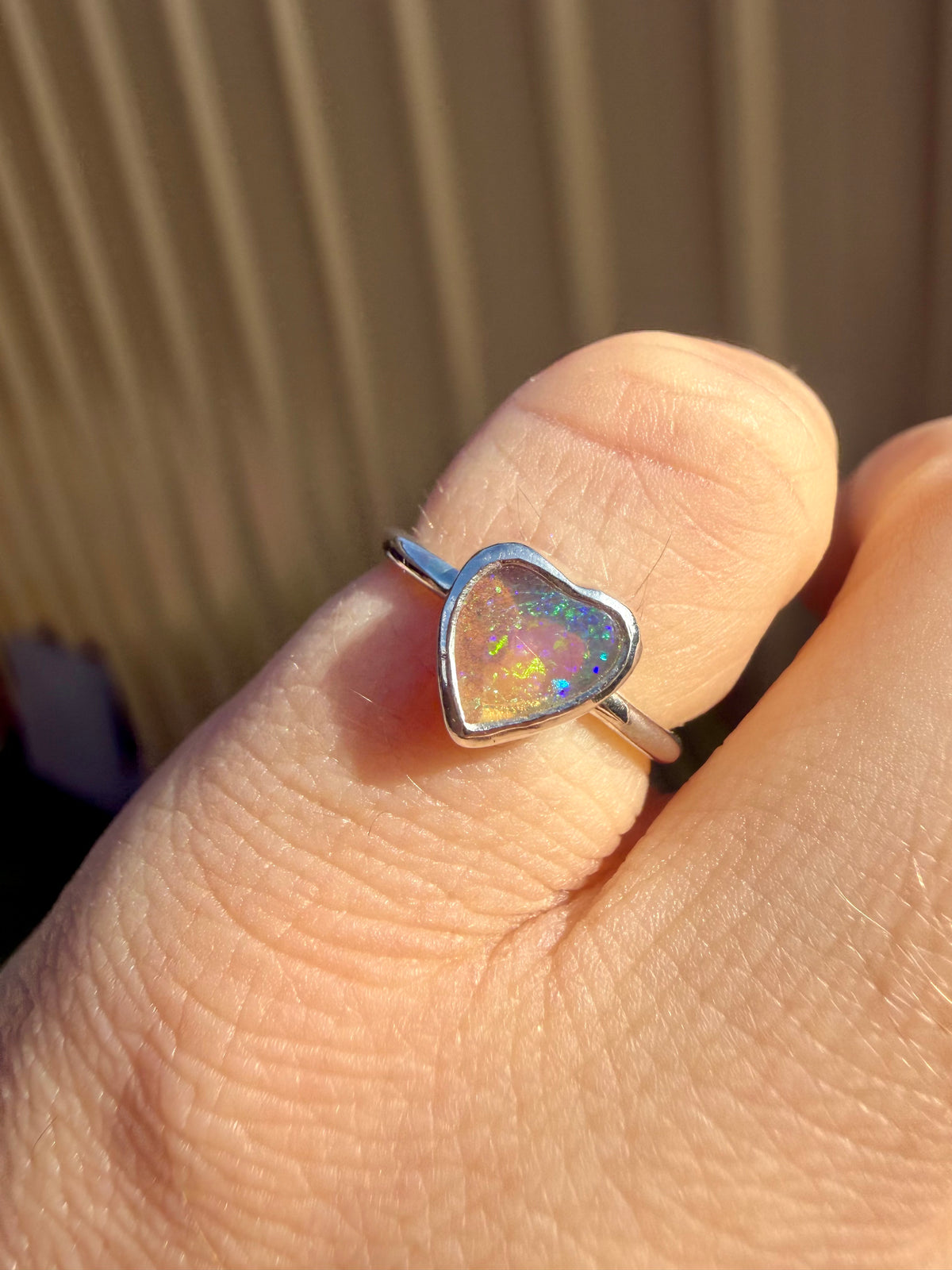 Heart opal pinky ring