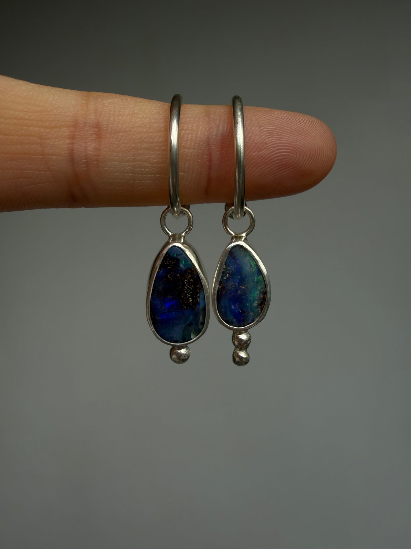 Opal hoop earrings