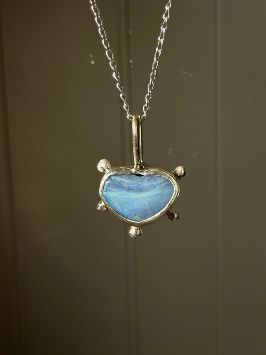 Opal heart pendant