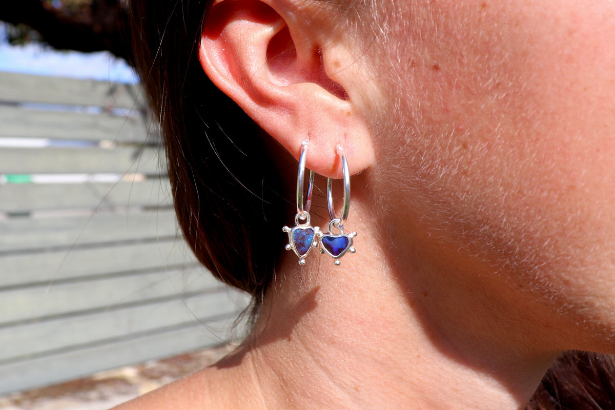 Opal heart earrings