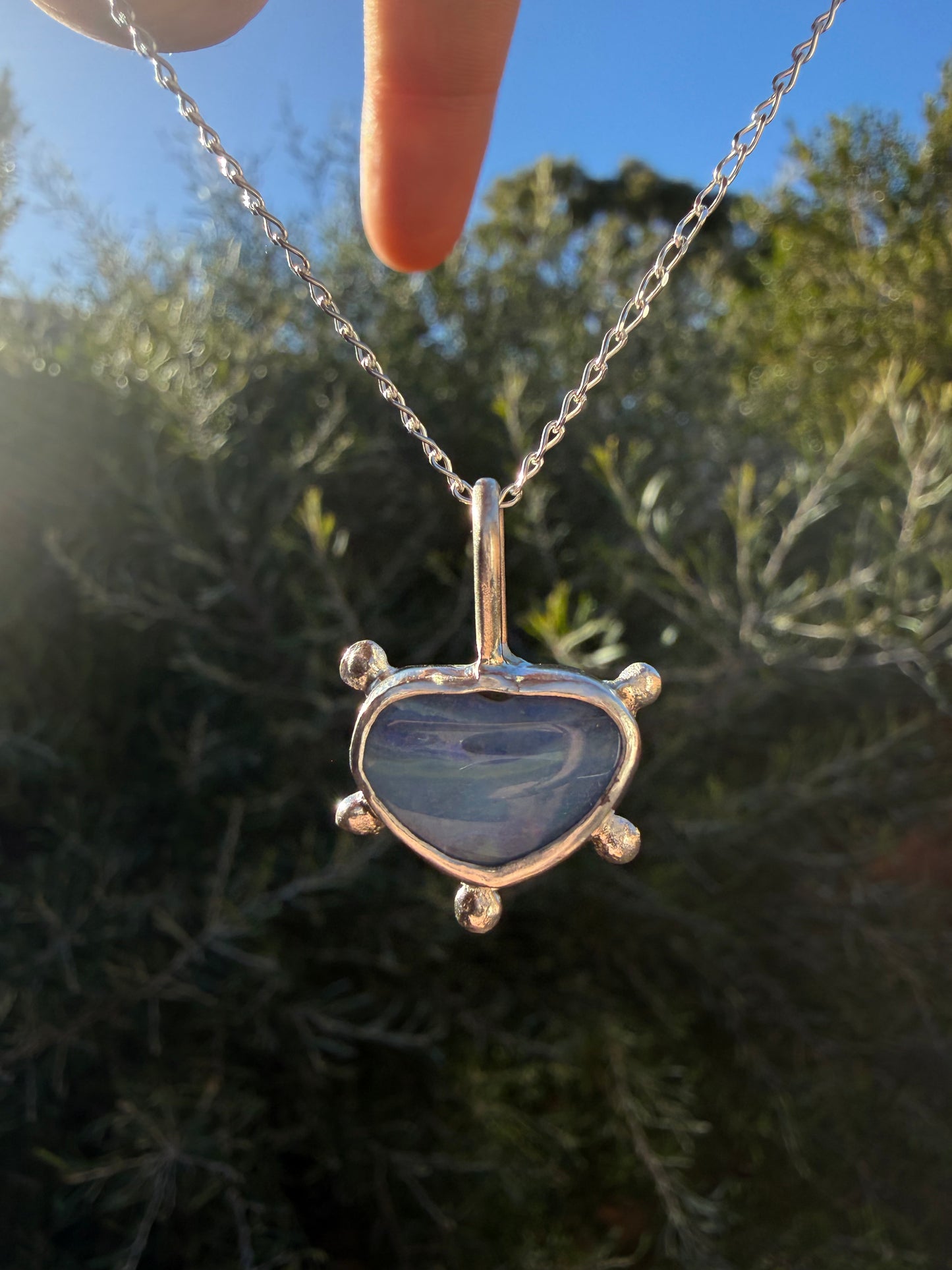 Opal heart pendant