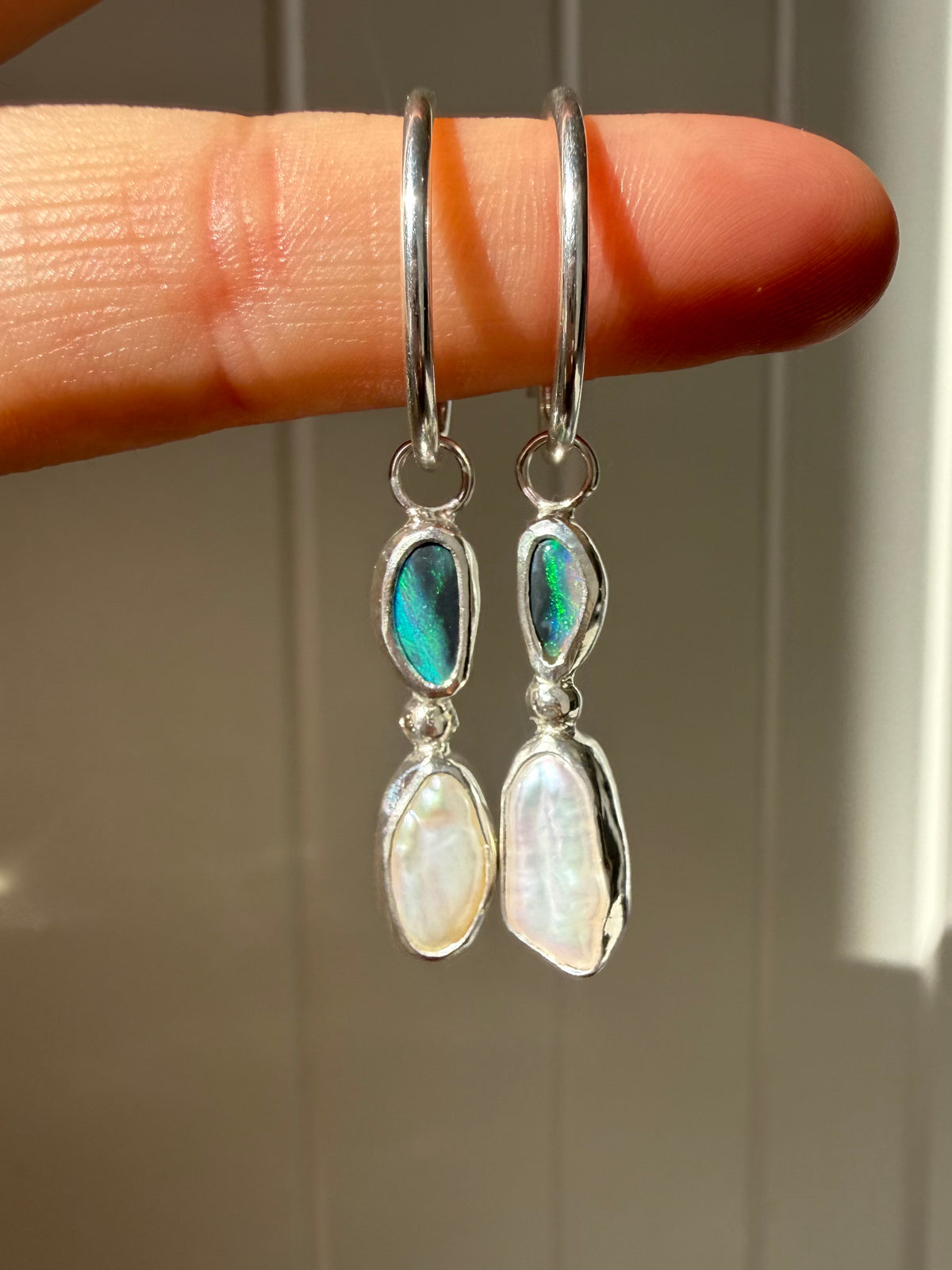 Opal and pearl earrings